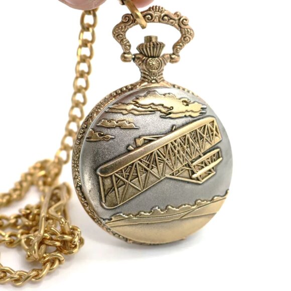 Vintage CROTON RELIANCE Pocket Watch 1903 Wright Brothers Plane